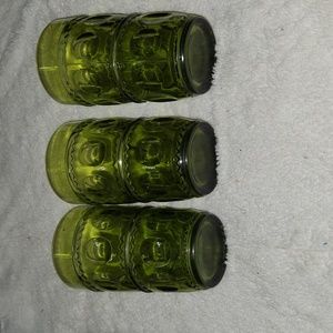 3 piece set of vintage green glasses final price drop